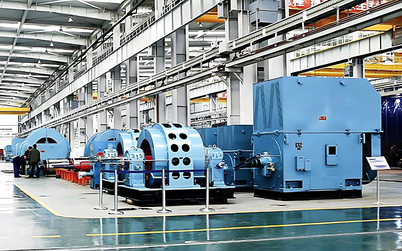 High-voltage induction motors in the test hall